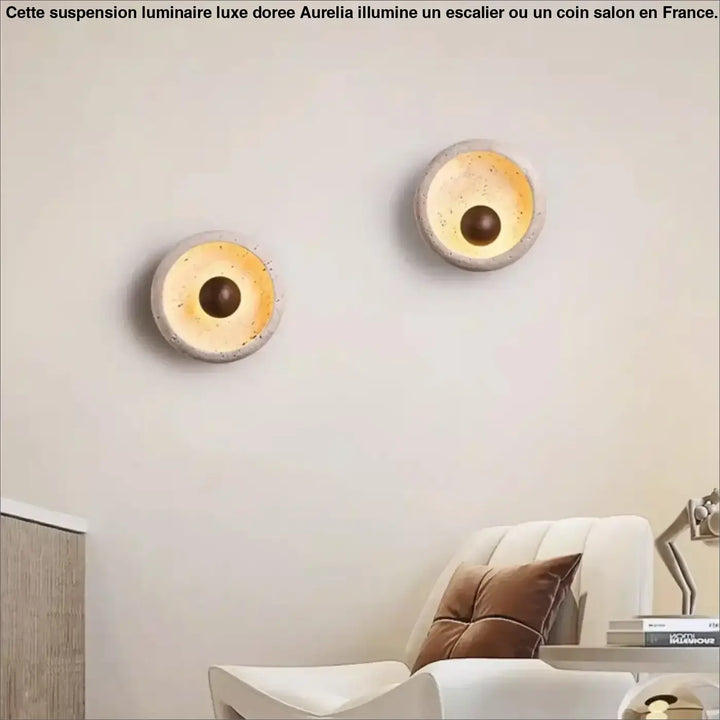 Applique led pierre et bois style organique et élégant