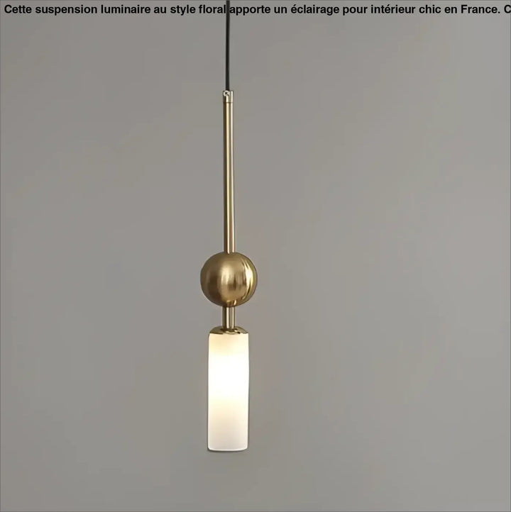 Suspension luminaire krysta en laiton avec boule métallique et abat-jour en verre dépoli pour éclairage intérieur