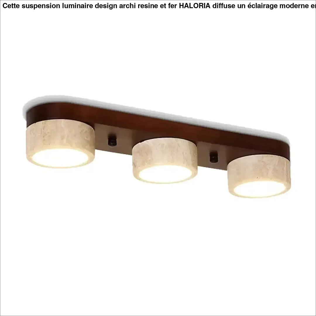 Plafonnier rond en bois et en pierre design scandinave et moderne