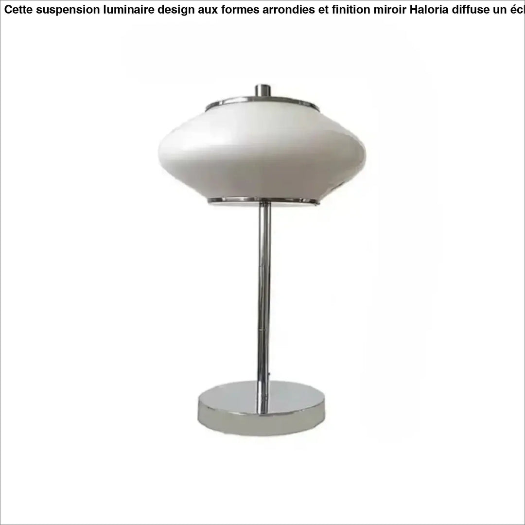 Lampe de table albr y avec abat-jour en verre blanc opale et base chrome pour un design vintage élégant