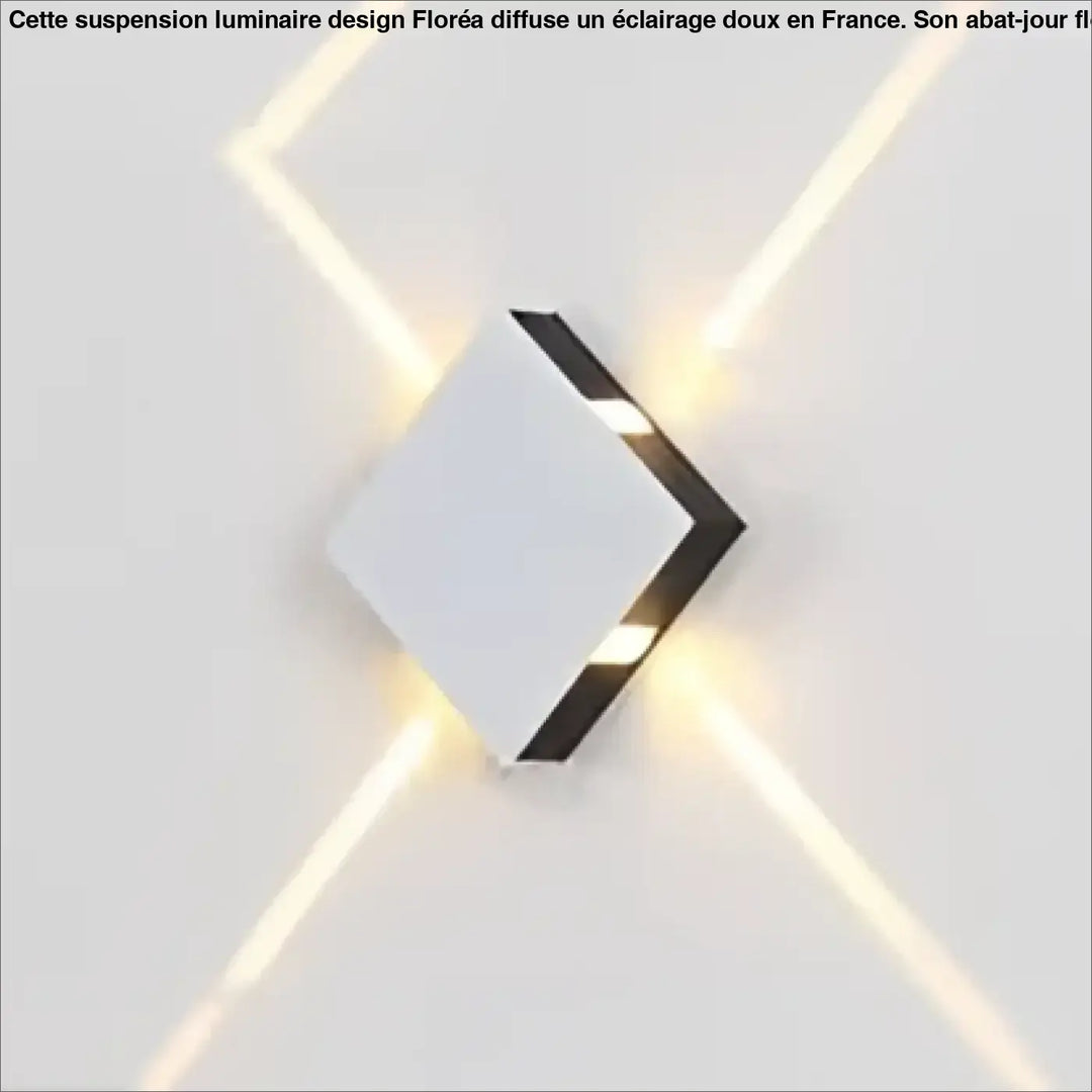Applique murale contemporaine xelio en design géométrique blanc et noir émettant une lumière ambiante chaude