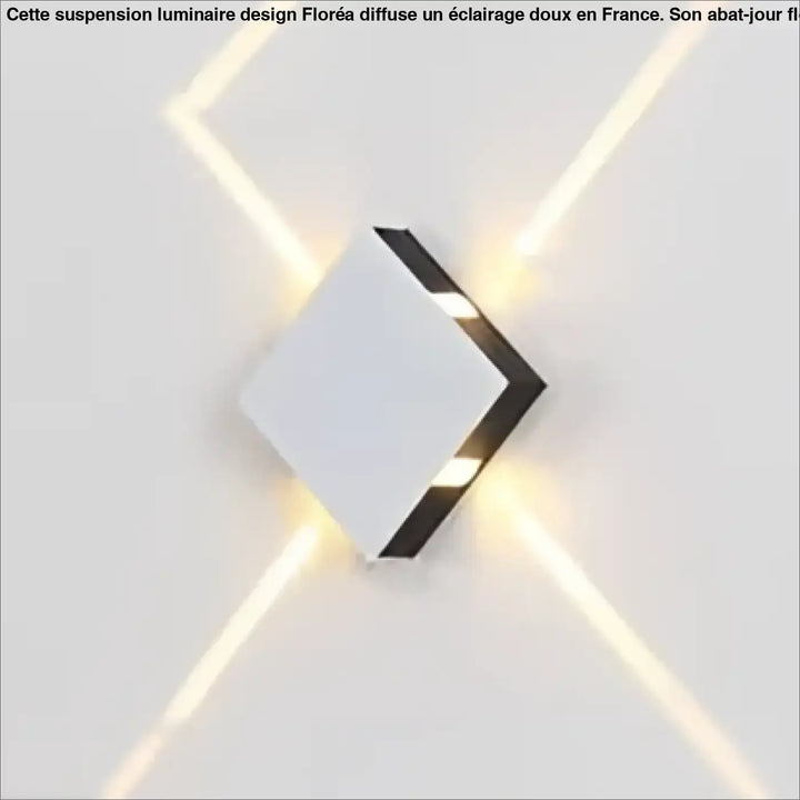 Applique murale contemporaine xelio en design géométrique blanc et noir émettant une lumière ambiante chaude