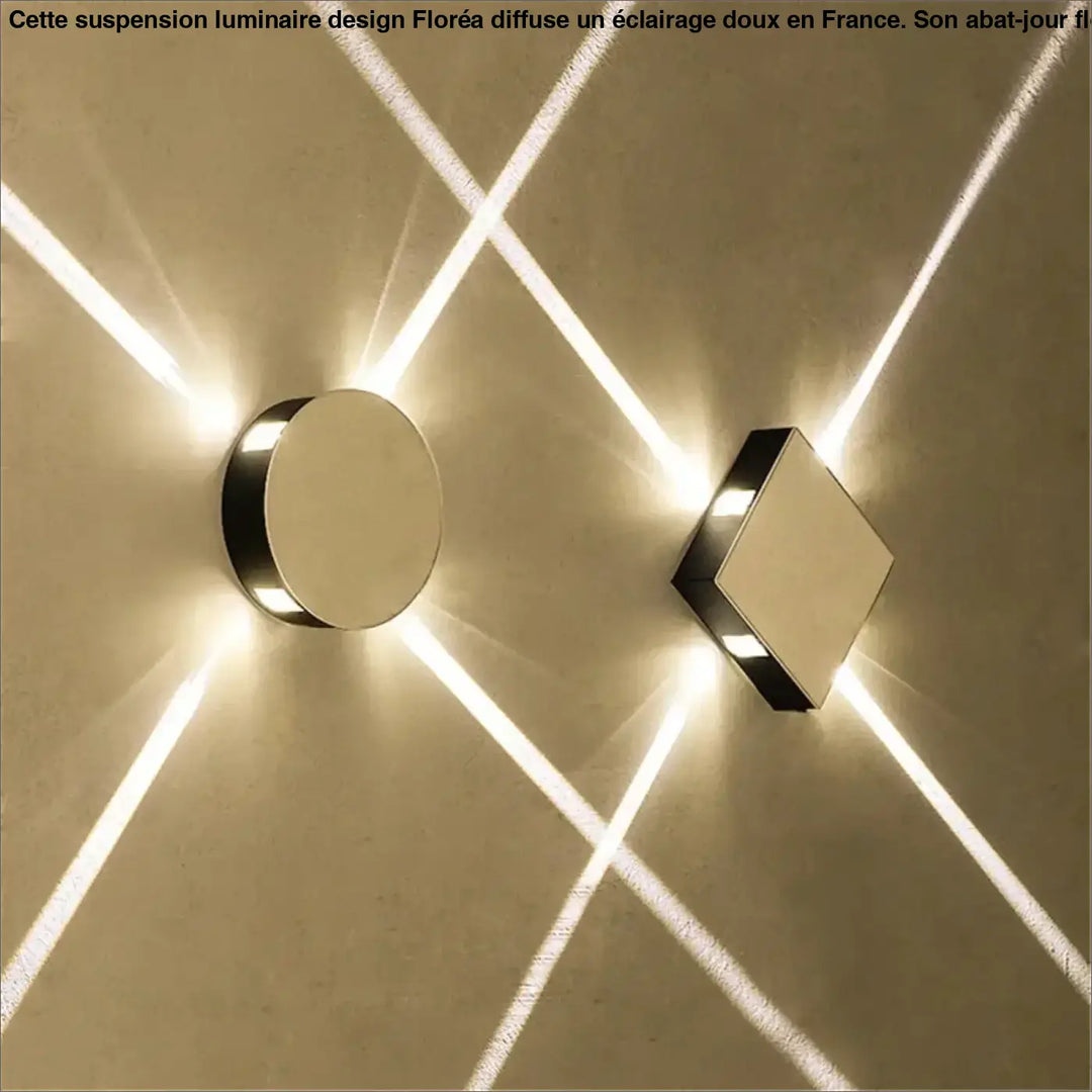Applique murale contemporaine xelio avec finitions métalliques élégantes et faisceaux lumineux angulaires modernes