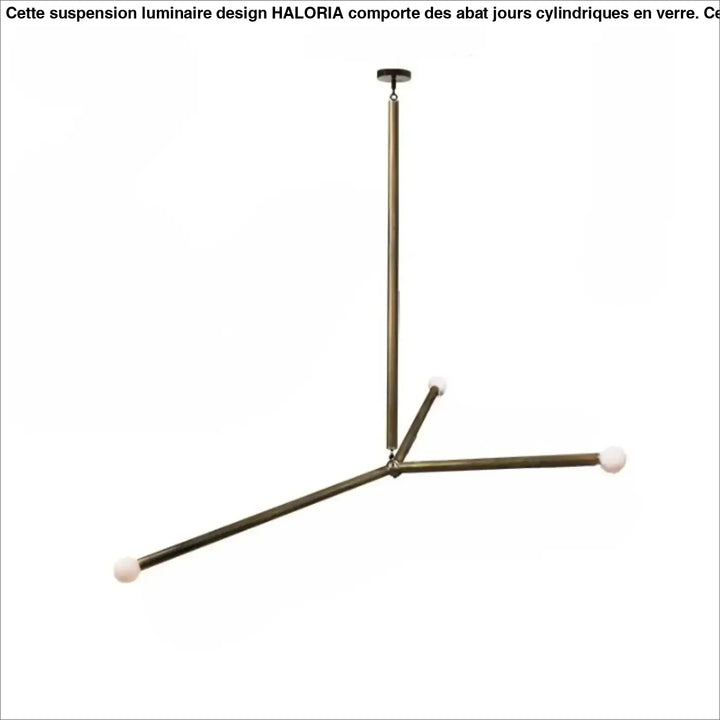 Suspension luminaire pika en laiton avec trois bras et globes lumineux blancs pour suspension design asymétrique