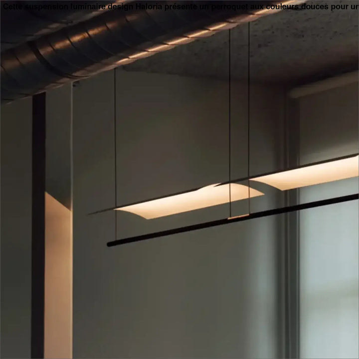 Suspension luminaire moderne en métal noir avec éclairage led diffus chaleureux pour salle à manger