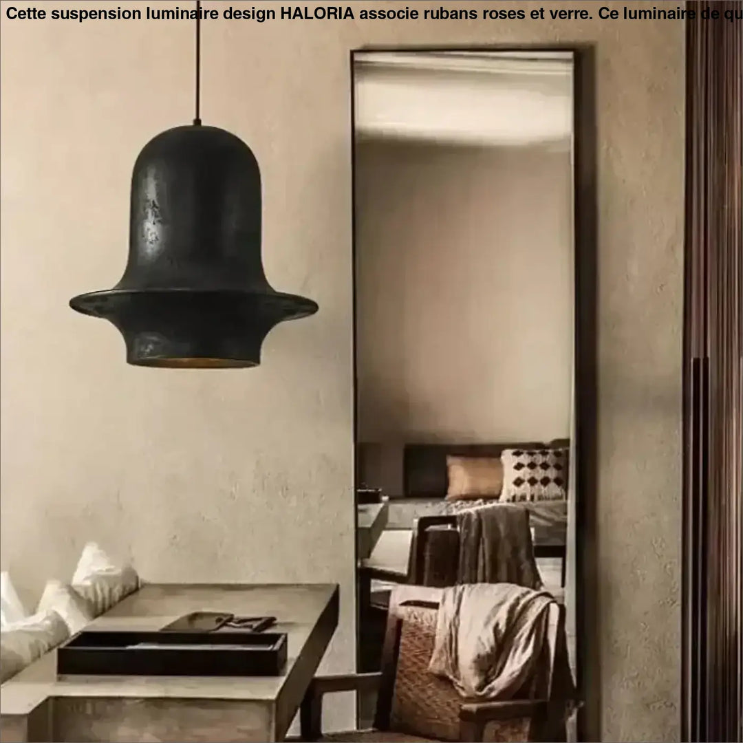 Suspension design noire cloche large moderne et unique
