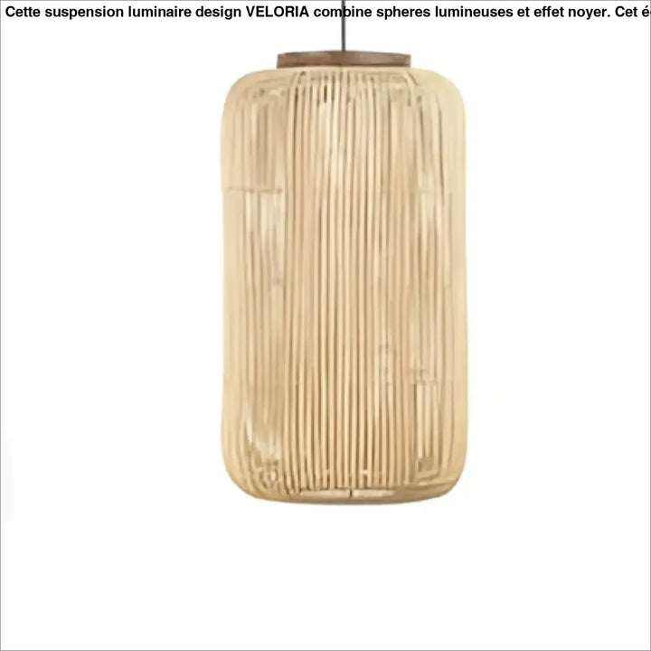 Suspension luminaire solea en rotin tissé naturel avec forme cylindrique et fines lames verticales pour décoration intérieure