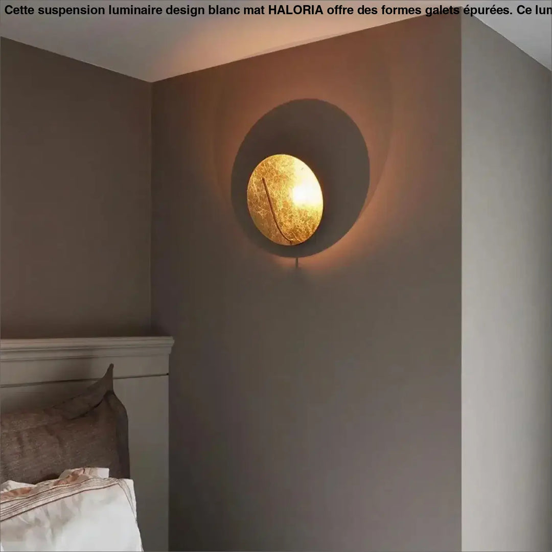Applique Murale Design Ronde Dorée Effet Lune Élégante


