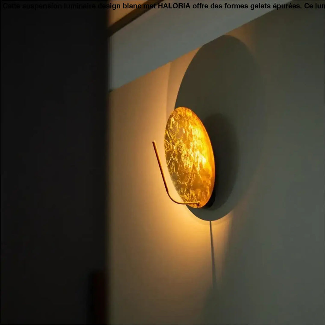 Applique Murale Design Ronde Dorée Effet Lune Élégante

