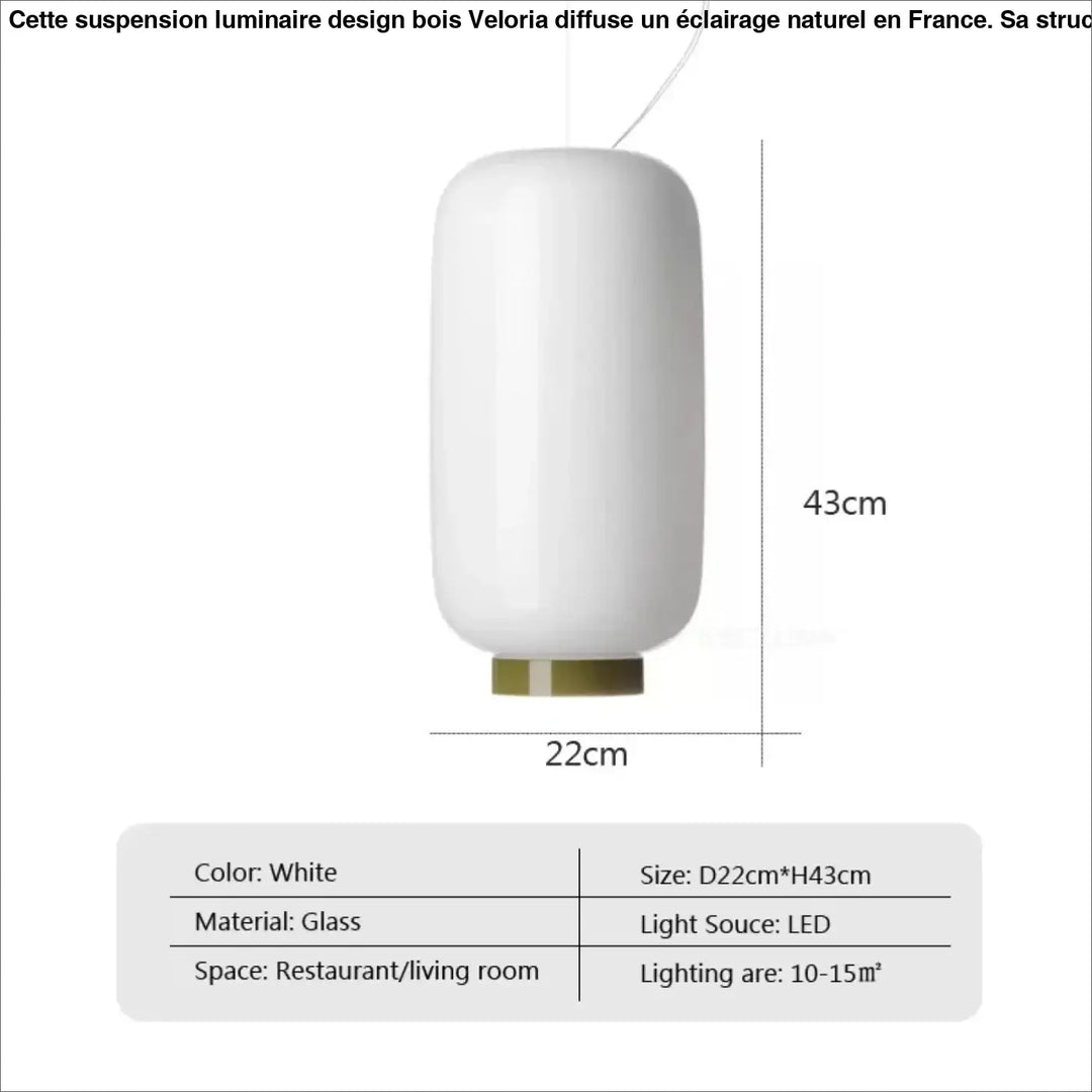 Suspension luminaire design bois avec abat-jour blanc en verre et base en métal doré par veloria