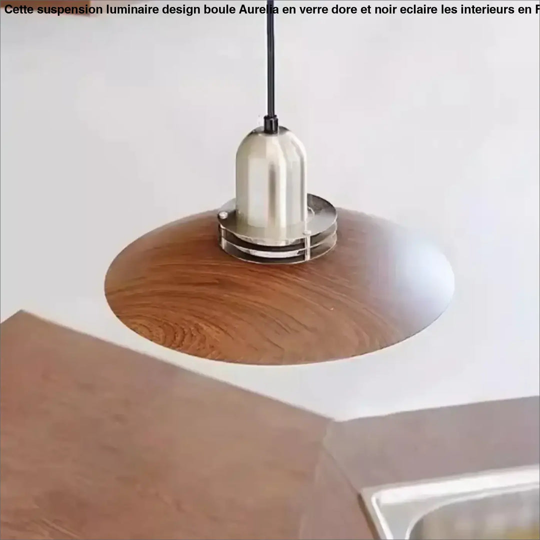 Suspension luminaire moderne en bois et métal design épuré