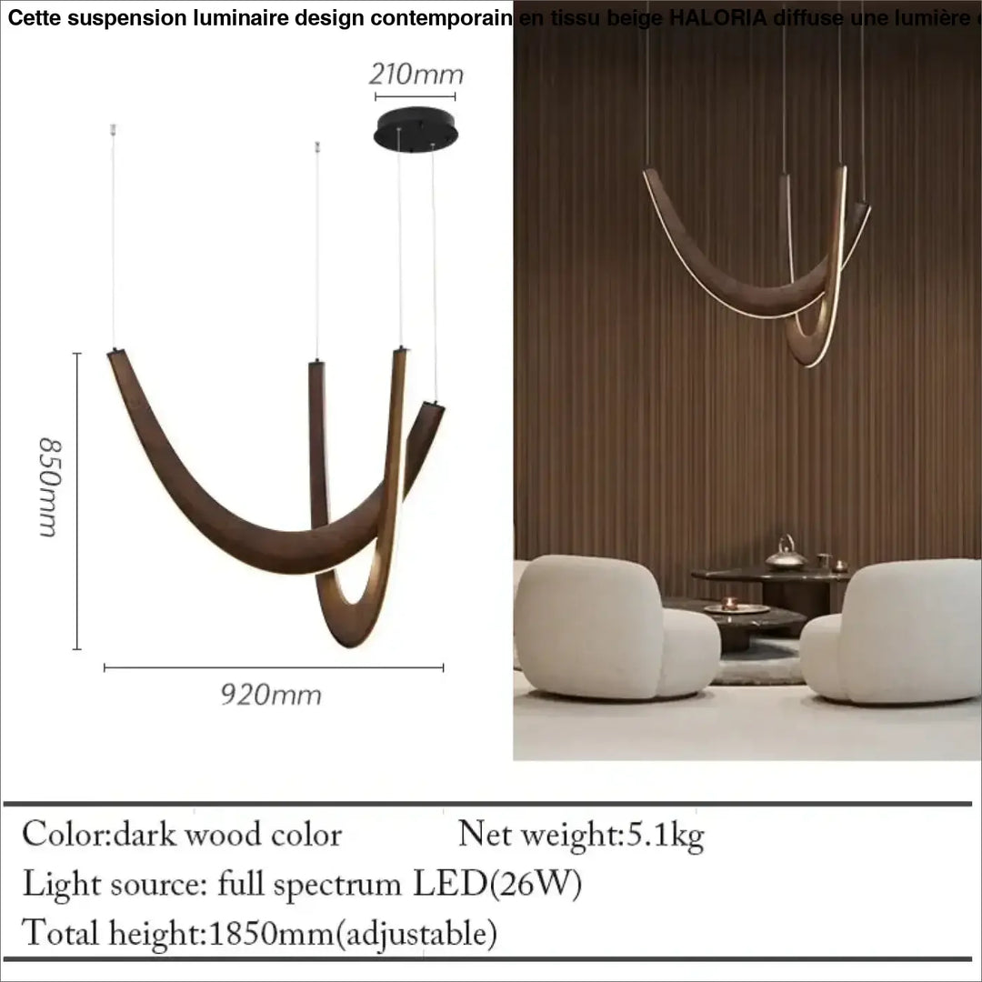 Suspension design organique en bois led contemporaine chic