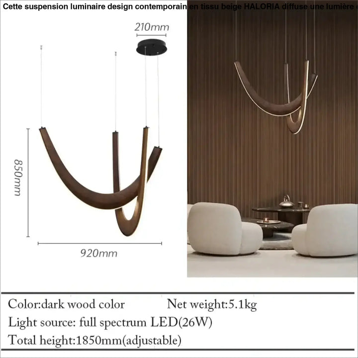 Suspension design organique en bois led contemporaine chic