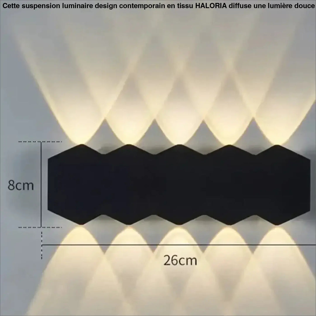 Luminaire design contemporain suspension luminaire design noir hexagonal en tissu avec surface zigzag diffusant une lumière chaude