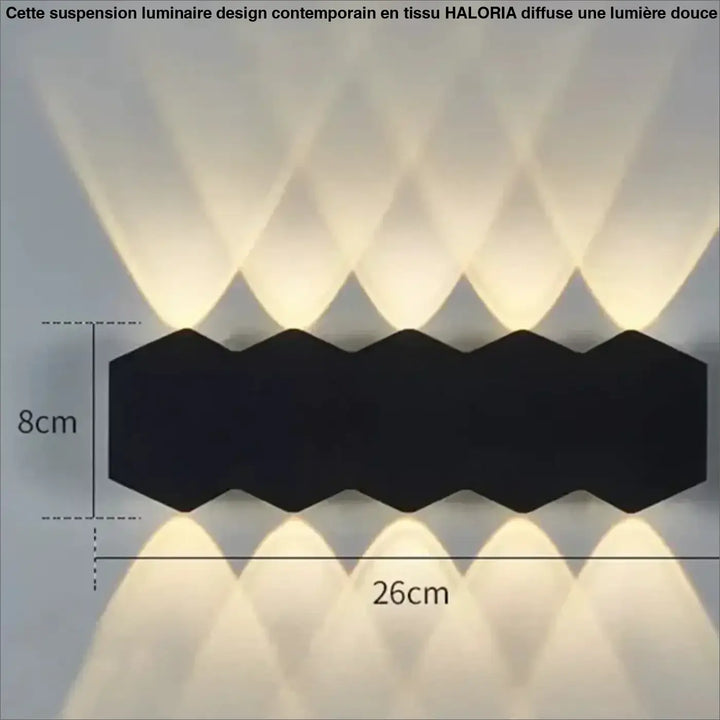 Luminaire design contemporain suspension luminaire design noir hexagonal en tissu avec surface zigzag diffusant une lumière chaude