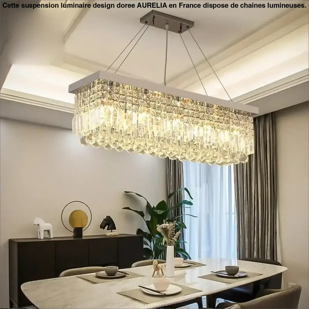 Suspension Rectangulaire Cristal Design Moderne Élégant

