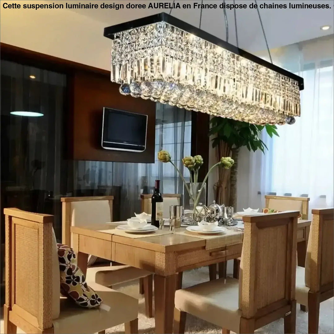 Suspension Rectangulaire Cristal Design Moderne Élégant


