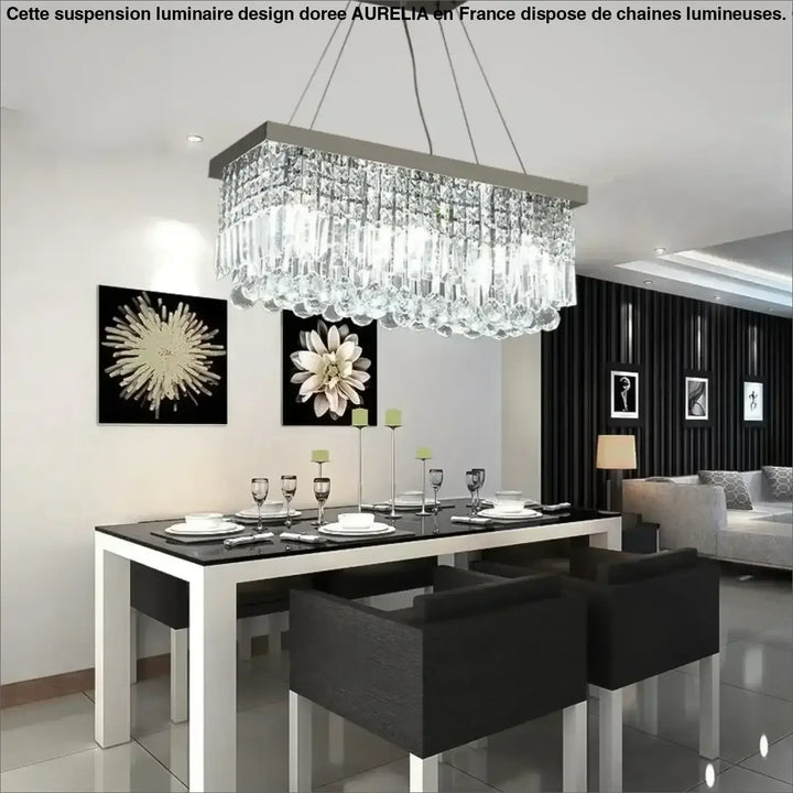 Suspension Rectangulaire Cristal Design Moderne Élégant

