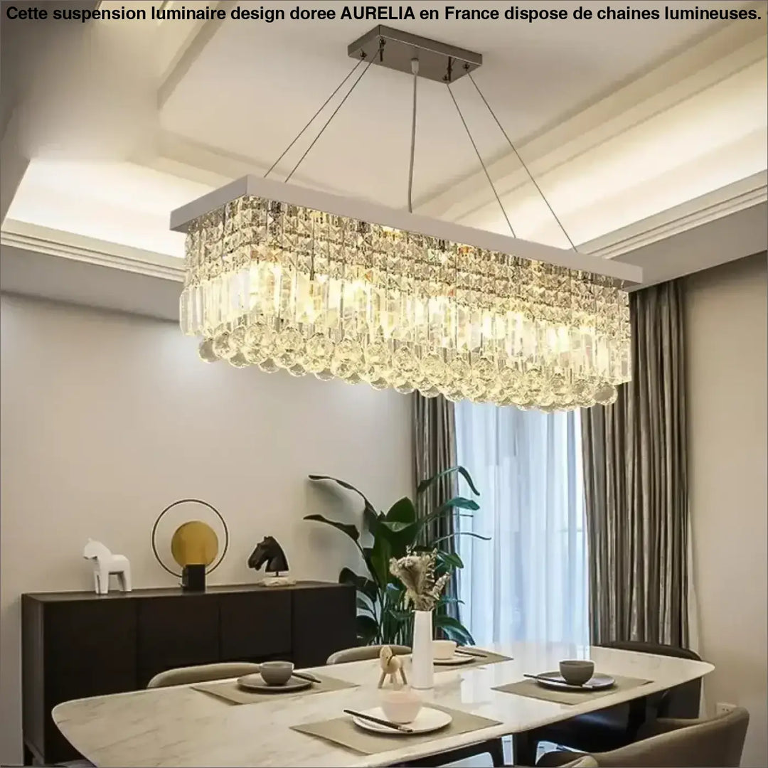 Suspension Rectangulaire Cristal Design Moderne Élégant

