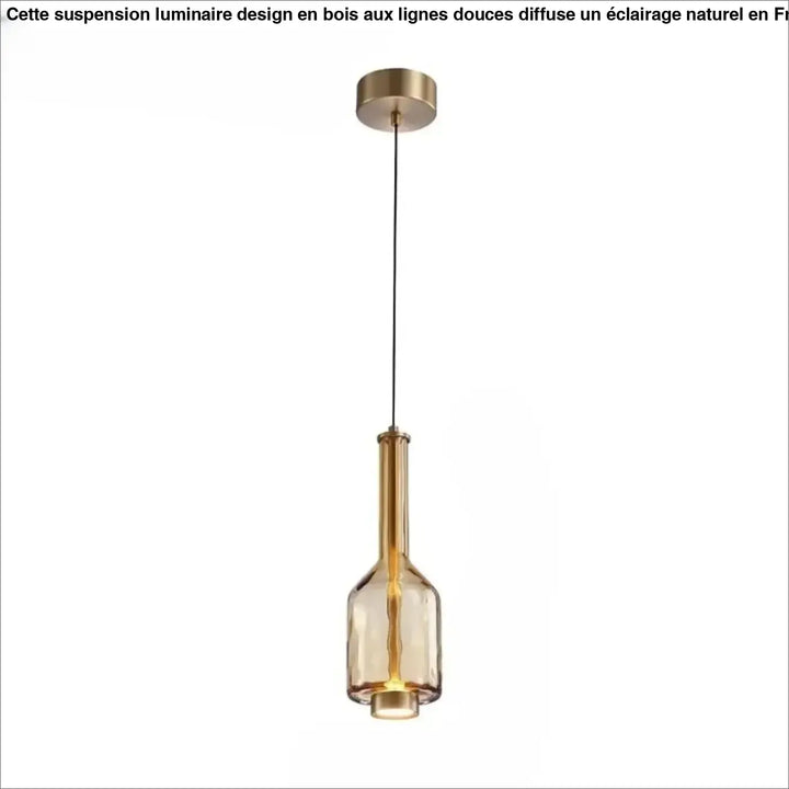 Suspension luminaire slira avec verre soufflé ambre et métal doré pour un éclairage moderne et élégant
