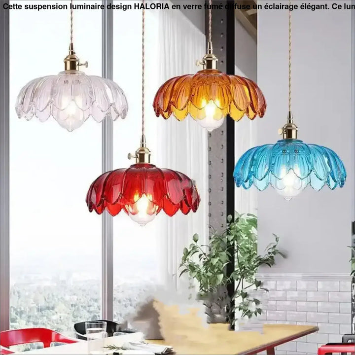 Suspension luminaire en verre motif floral au style élégant