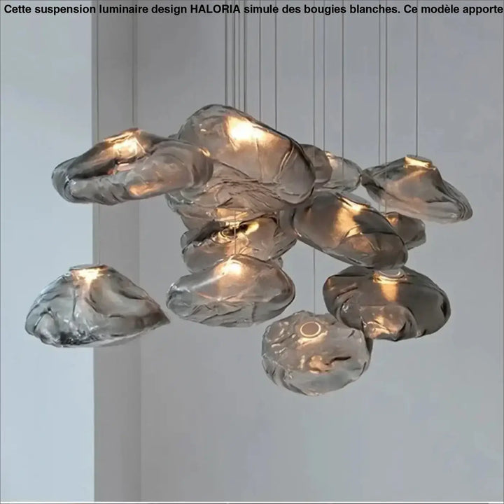 Suspension Design Nuage Verre Soufflé Clair Gris Ou Ambre


