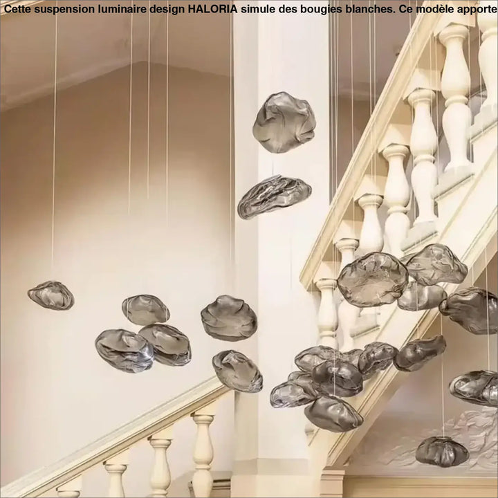 Suspension Design Nuage Verre Soufflé Clair Gris Ou Ambre

