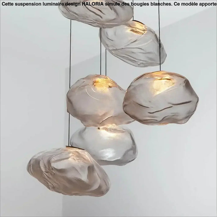 Suspension Design Nuage Verre Soufflé Clair Gris Ou Ambre

