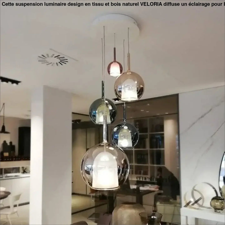 Suspension luminaire en verre ambré style moderne design