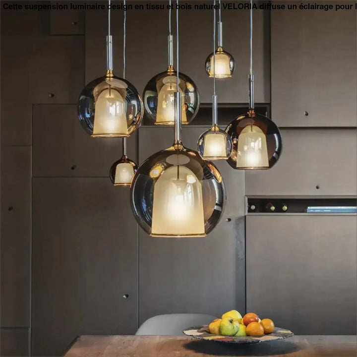 Suspension luminaire en verre ambré style moderne design