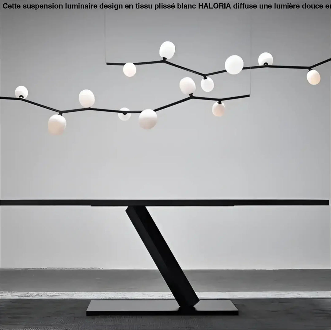 Luminaire design suspension luminaire design en tissu plissé blanc avec chandelier métallique noir moderne et globes en verre blanc spherical