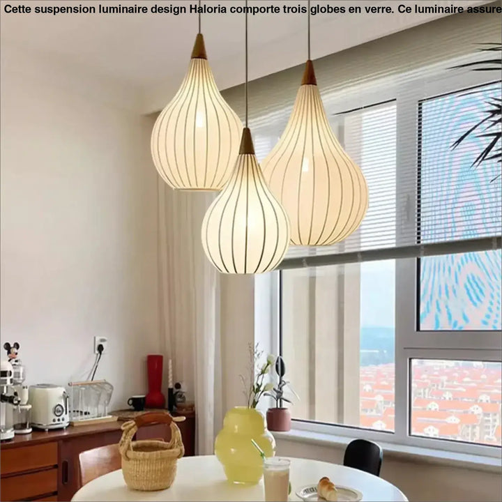 Suspension luminaire en tissu motif marron au style asiatique