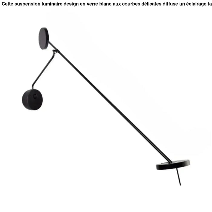 Applique murale noire minimaliste xalito avec bras long articulé et lumière directionnelle circulaire