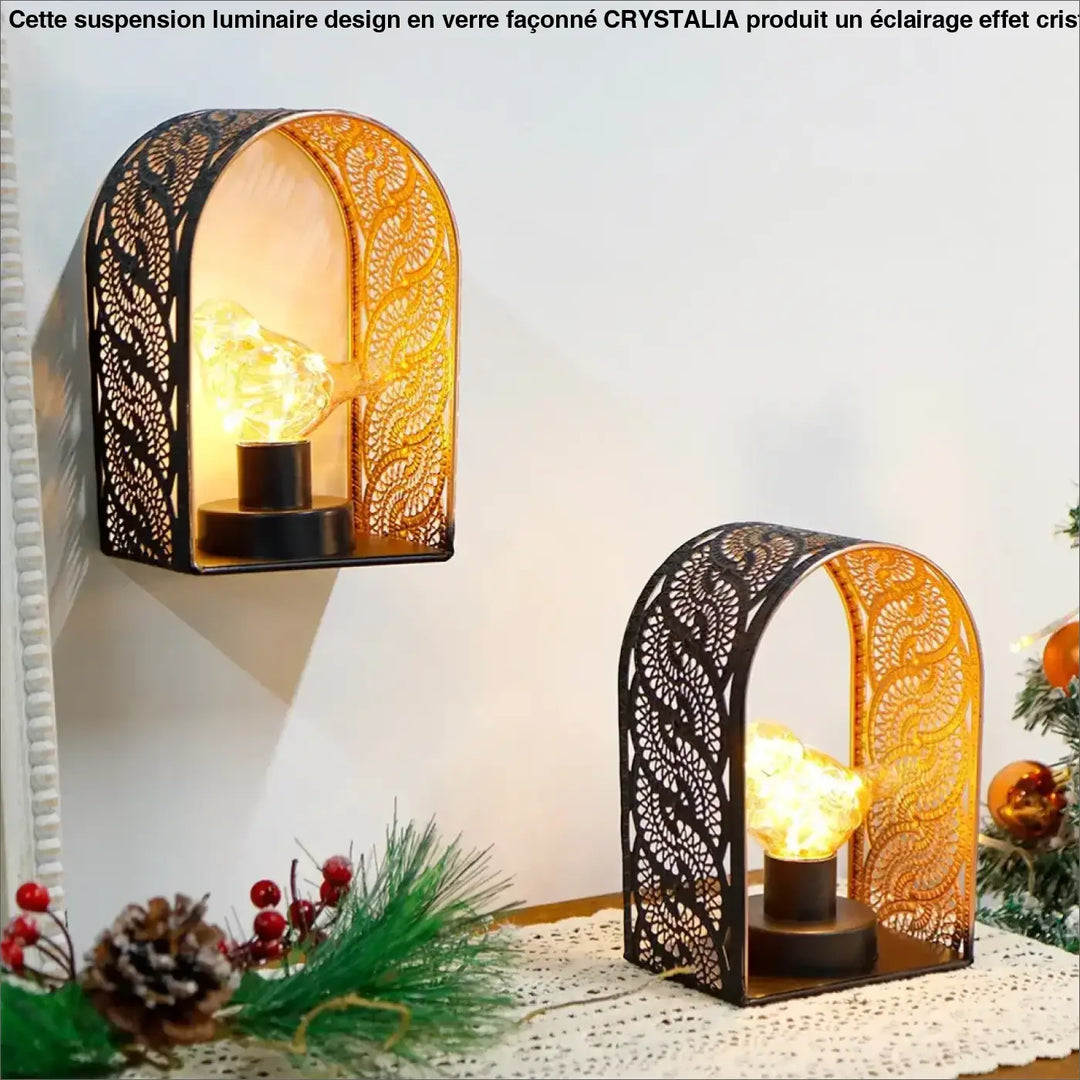 Applique murale orientale noire en métal avec motifs ajourés et ampoule led chaleureuse intégrée arabeska