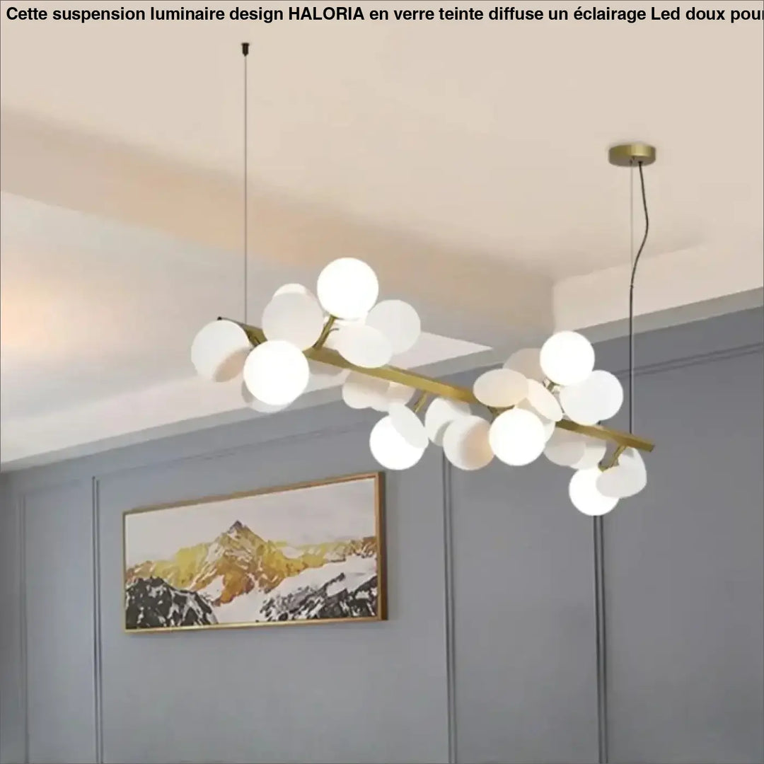 Suspension luminaire orbellia en laiton moderne avec ampoule incluse et sphères en verre blanc gris pour salle à manger