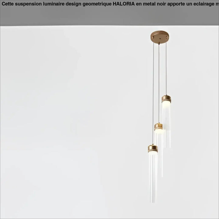 Suspension luminaire vibris en laiton finition moderne avec tubes en verre clair et ampoules led chaudes