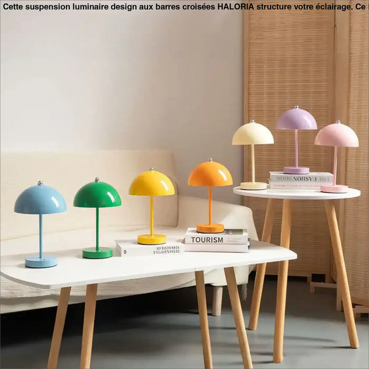 Lampe de chevet skadi design scandinave avec éclairage tamisé et lumière douce en pastel aux pieds métalliques fins