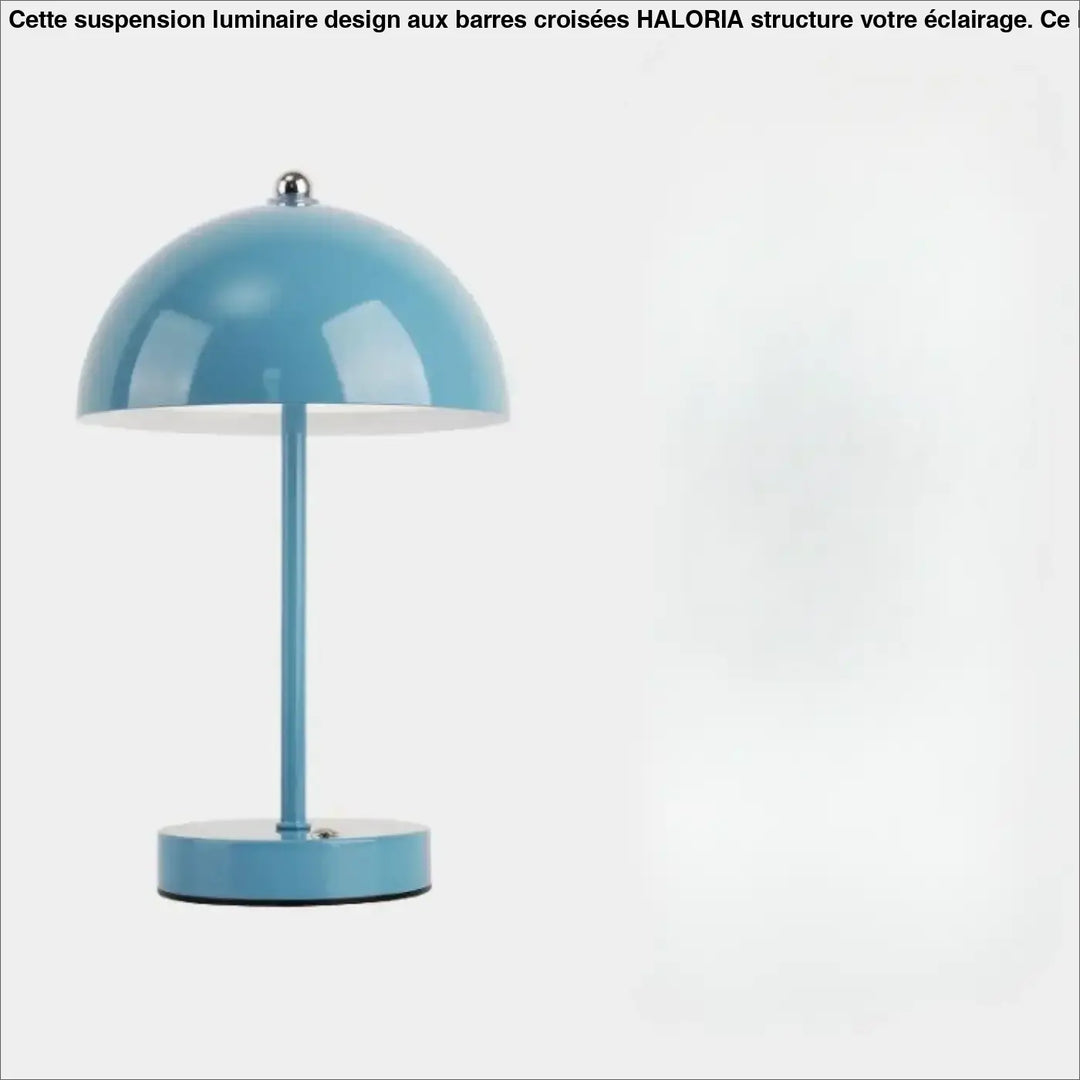 Lampe de chevet skadi design scandinave en bleu mat avec tige métallique pour un éclairage tamisé et lumière douce