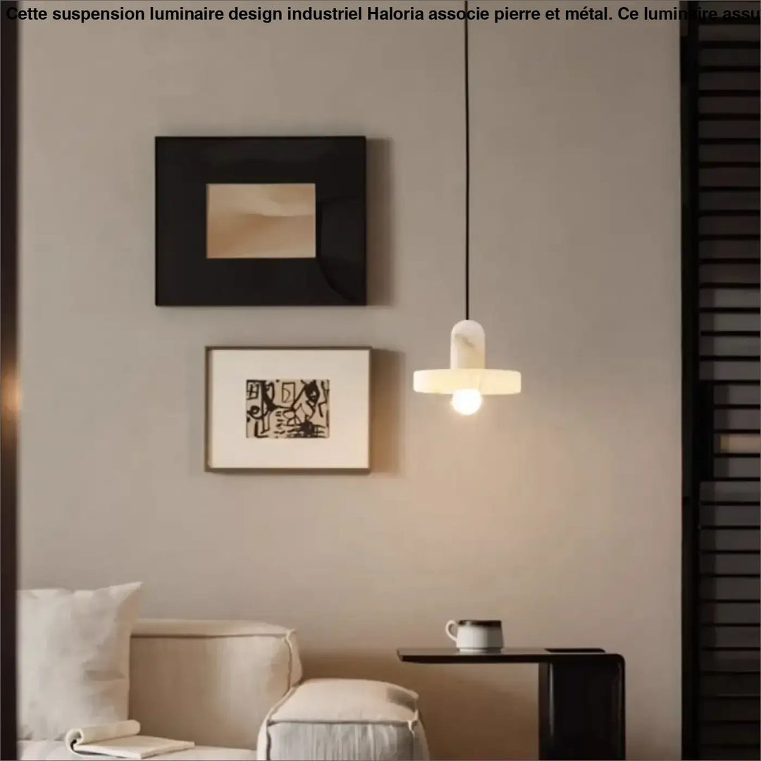 Suspension luminaire contemporaine en pierre marbrée design chic