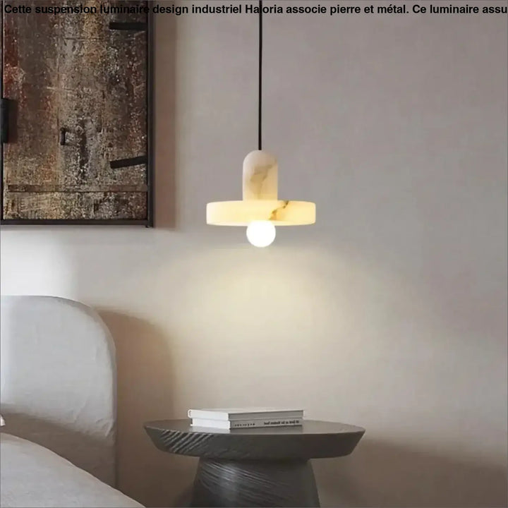 Suspension luminaire contemporaine en pierre marbrée design chic