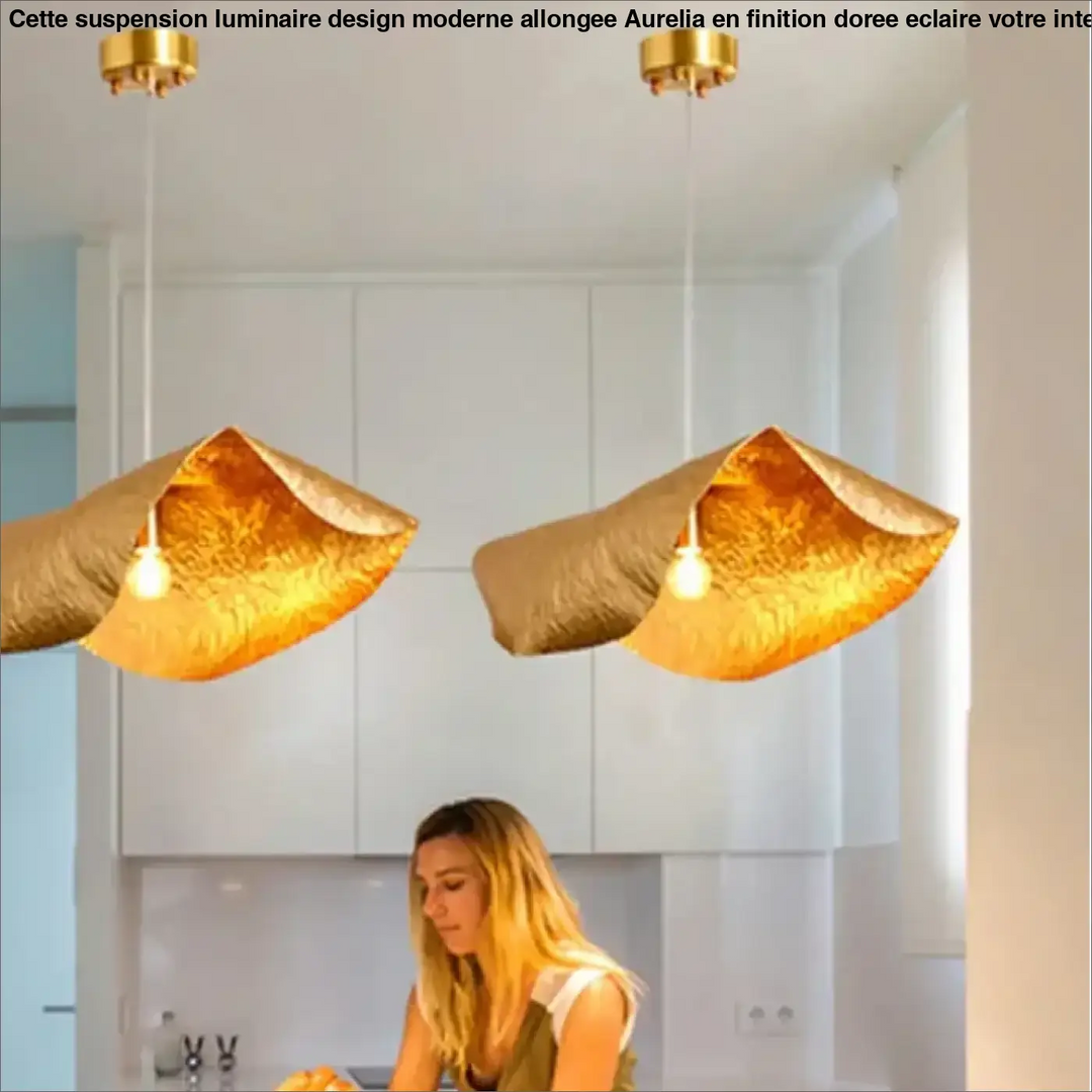 Suspension luminaire en bronze avec bords repliés raffiné