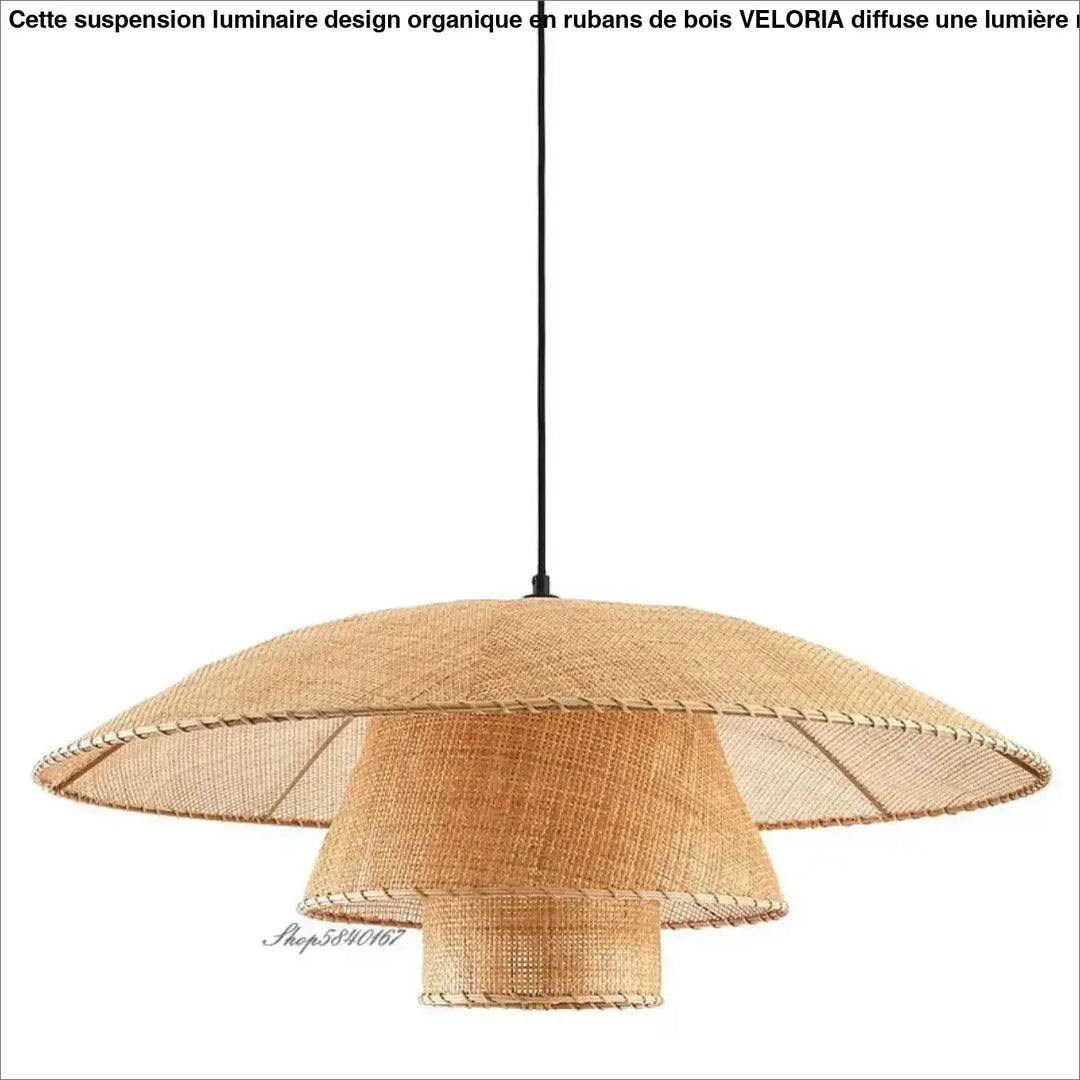 Plafonnier fleur en bois design naturel sculpté style beige