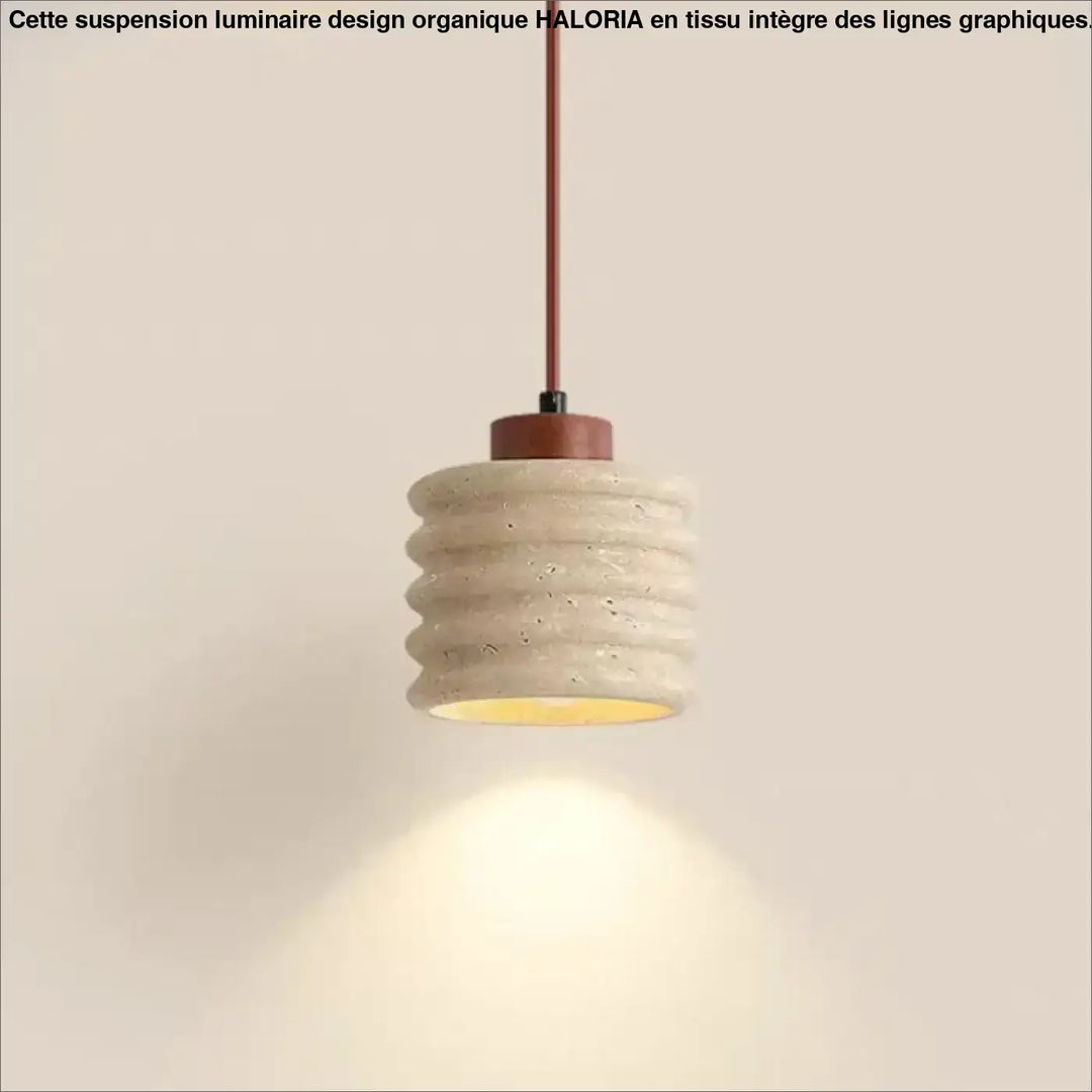 Suspension luminaire ariana en béton beige texturé avec design côtelé et bois chaleureux suspension minimaliste beige devient rapidement un choix élégant
