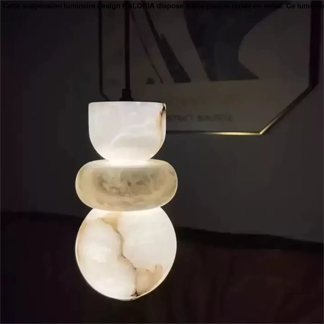 Suspension luminaire en verre effet marbre blanc design élégant