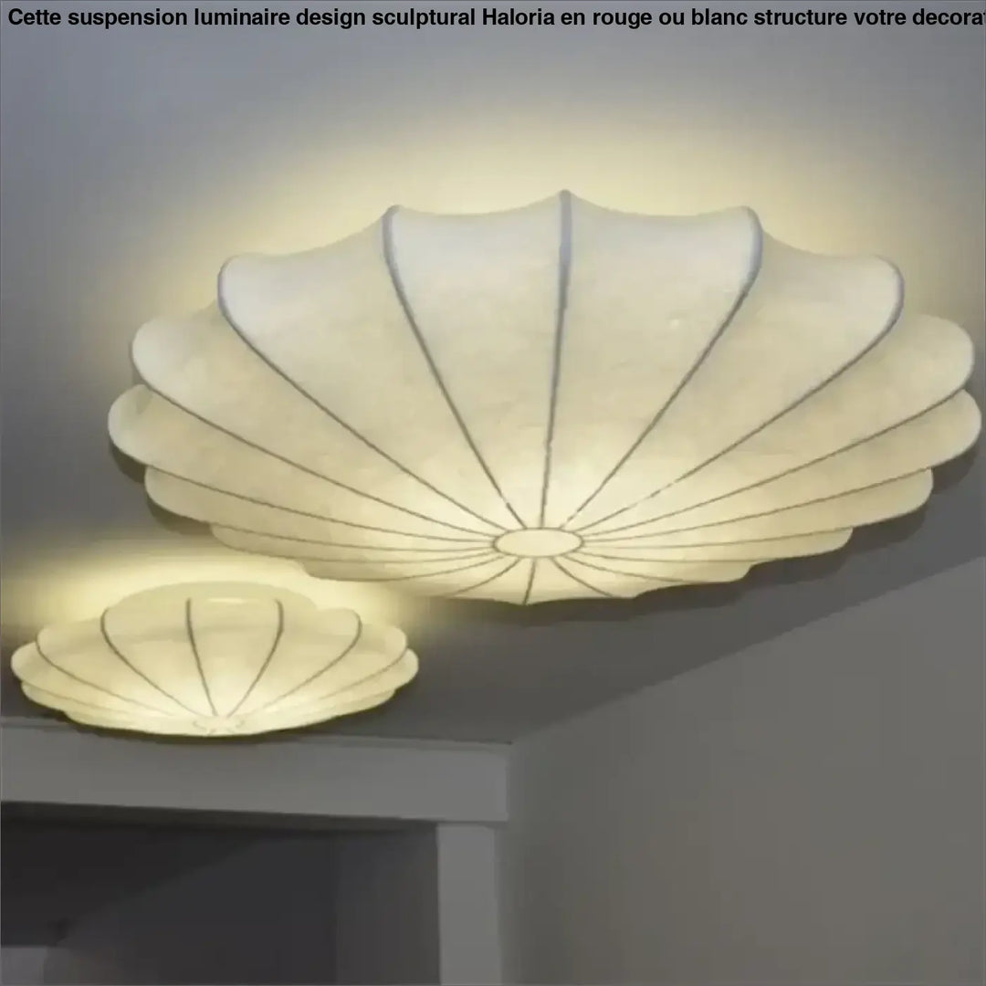 Plafonnier Design Original Forme Organique Blanc Tissu