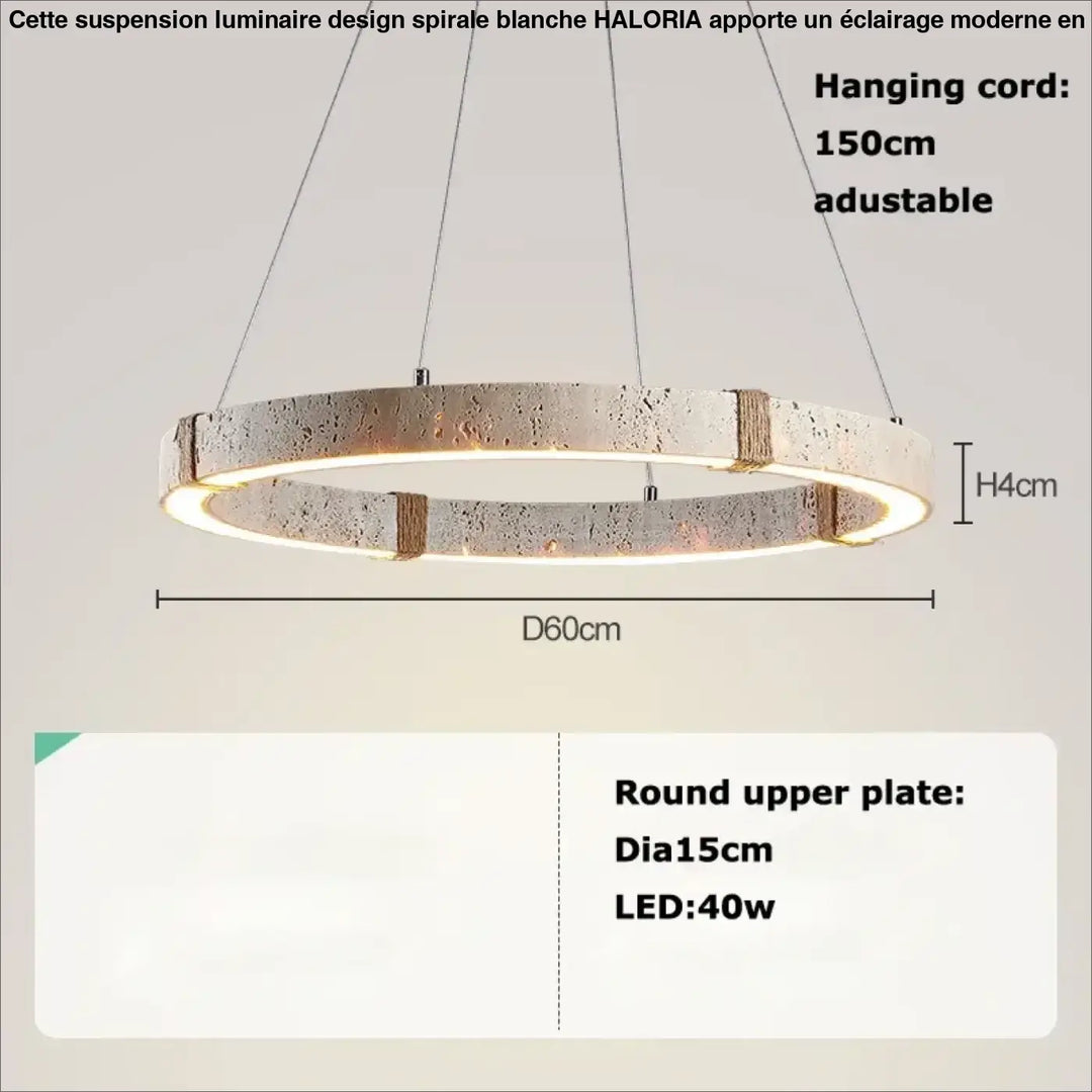 Suspension design circulaire led style travertin elegance