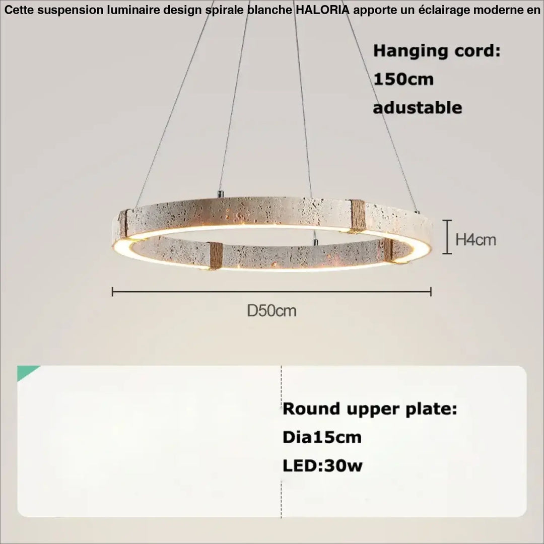 Suspension design circulaire led style travertin elegance