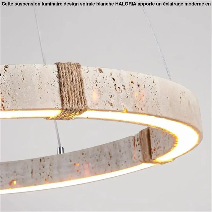 Suspension design circulaire led style travertin elegance