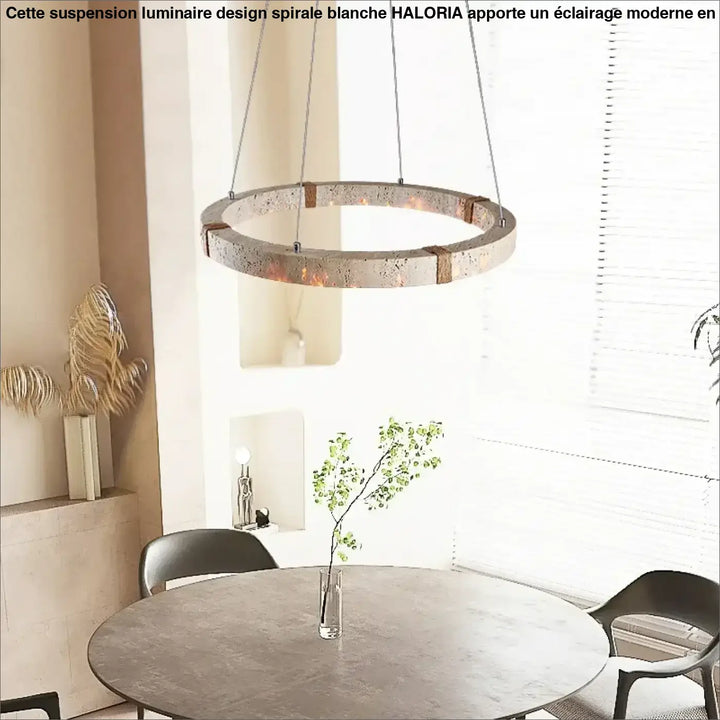 Suspension design circulaire led style travertin elegance