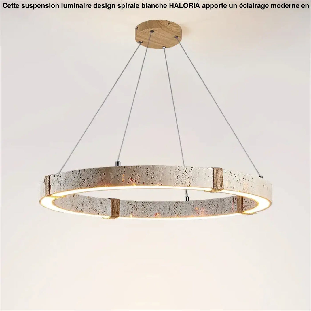 Suspension design circulaire led style travertin elegance